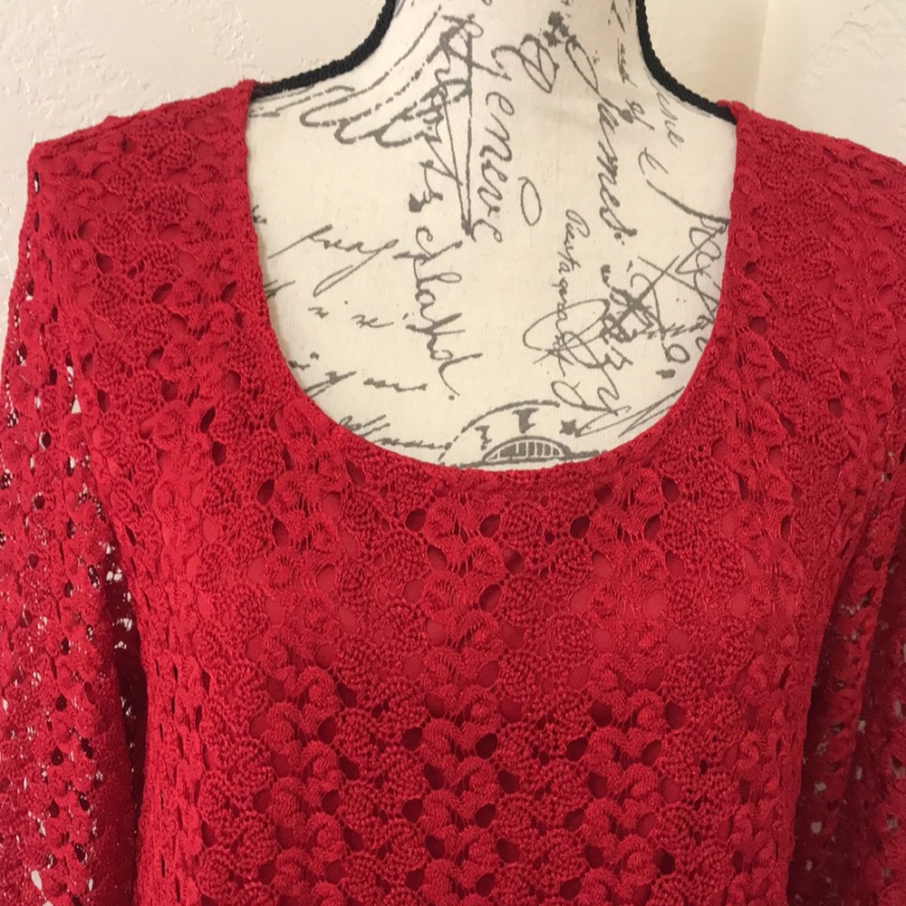 Jm Collection Beautiful Ruby Red Blouse. Size Lar… - image 2